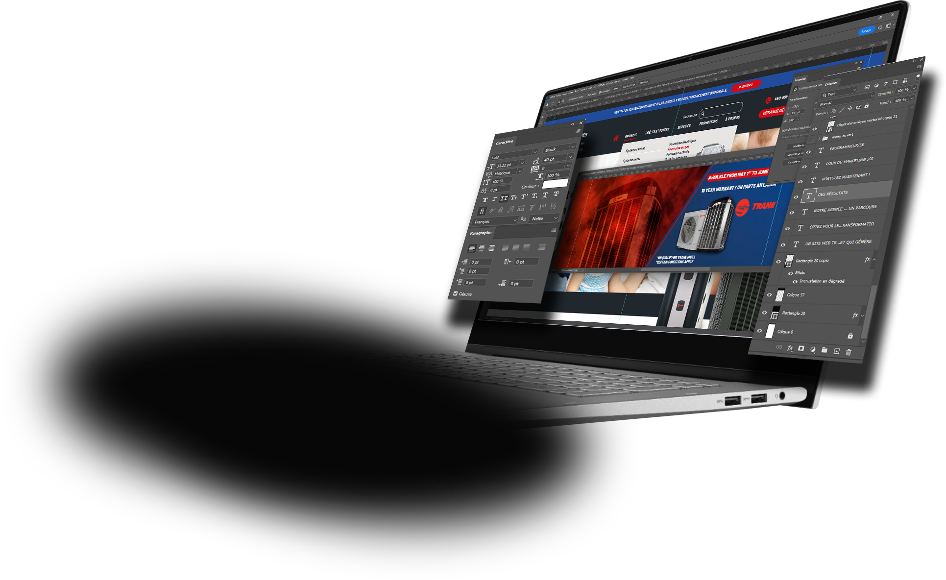 Conception du site web par outil Photoshop