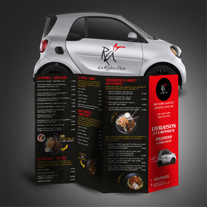 Lettrage de véhicule et menu Rizière d'asie